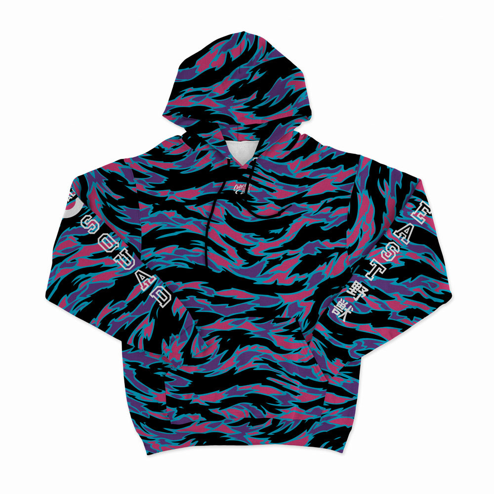Neon Purple and Pink Beast Camo Unisex Hoodie Front