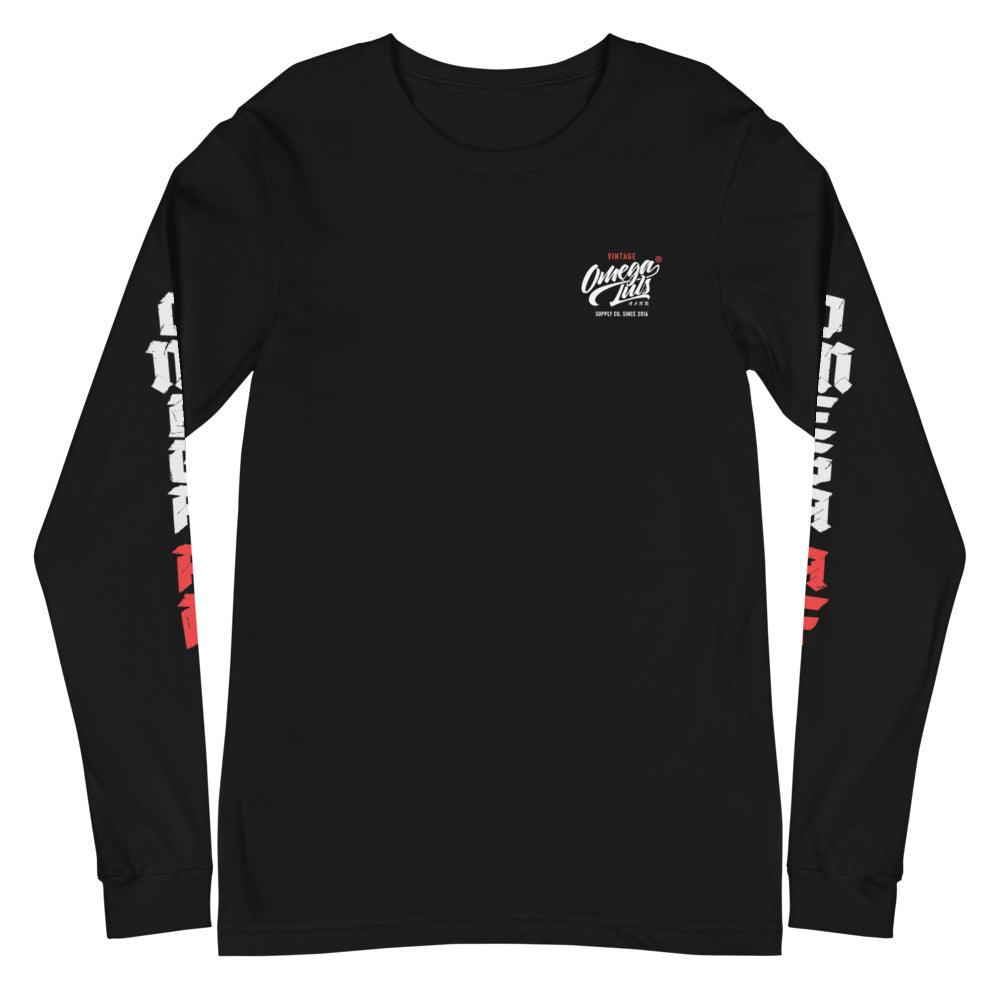 OmegaAF Unisex Long Sleeve Tee Front Black